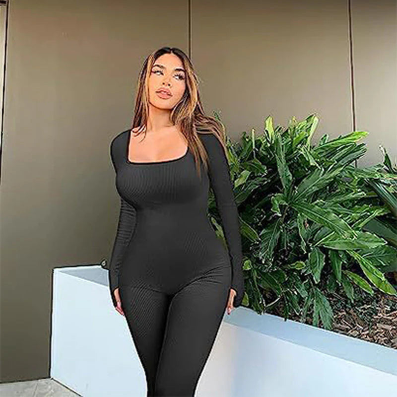 Women'S Seamless Long-Sleeve Yoga Jumpsuit